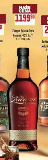 Billa Zacapa solera gran reserva nabídka