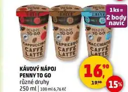 Penny Market KÁVOVÝ NÁPOJ PENNY TO GO různé druhy, 250 ml nabídka