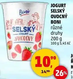 Penny Market JOGURT SELSKÝ OVOCNÝ BONI různé druhy, 200 g nabídka