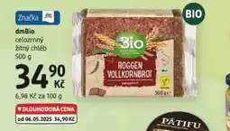 dm drogerie Dmbio celozrnný žitný chléb nabídka