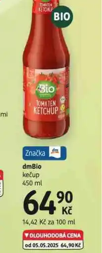 dm drogerie Dmbio kečup nabídka
