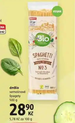 dm drogerie Dmbio semolinové špagety nabídka