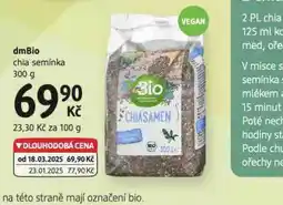 dm drogerie Dmbio chia semínka nabídka