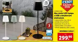 Lidl Aku stolní led lampa s usb a dotykovým stmívačem nabídka