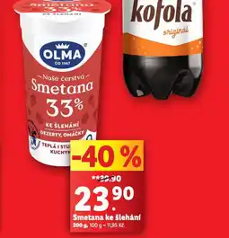 Lidl Olma smetana ke šlehání 33% nabídka