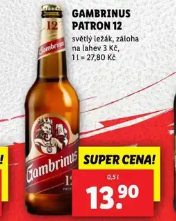 Lidl Pivo gambrinus patron 12 nabídka