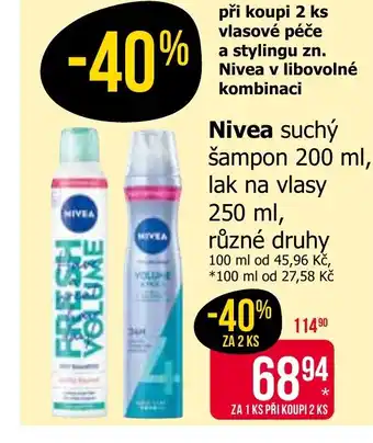 Teta Nivea suchý šampon nabídka
