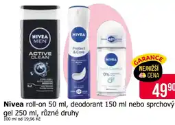 Teta Nivea roll-on 50 ml, deodorant 150 ml nebo sprchový pánský sprchový gel nabídka