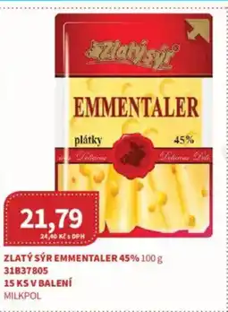 Kubík potraviny Zlatý sýr Emmentaler 45% nabídka
