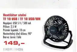 Uni Hobby Ventilátor stolní TF 10 USB | TF 10 USB/WH Napájení: USB 5V/500 mA Příkon: 2,5 W nabídka