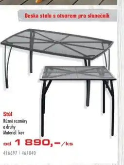 Uni Hobby Stůl Různé rozměry a druhy Materiál: kov nabídka