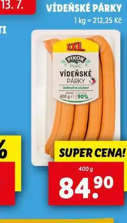 Lidl Vídeňské párky nabídka
