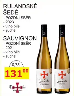 BENE Nápoje Templářské Sklepy Čejkovice Rulandské šedé 2023 pozdní sběr, bílé, suché víno 0,75l nabídka