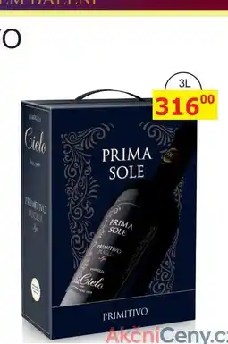 BENE Nápoje PRIMASOLE PRIMITIVO, ITÁLIE víno červené - polosuché 3l nabídka