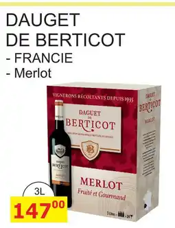 BENE Nápoje DAUGET DE BERTICOT - FRANCIE - Merlot 3L nabídka