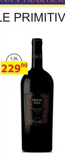 BENE Nápoje PRIMASOLE PRIMITIVO, ITÁLIE víno červené - polosuché 1,5L nabídka
