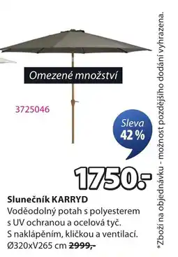 JYSK Slunečník KARRYD Voděodolný potah s polyesterem nabídka