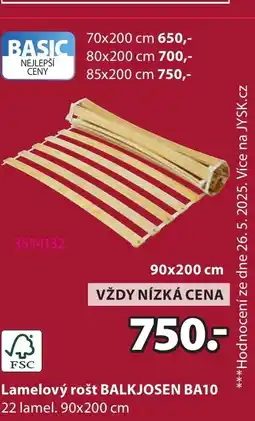 JYSK Lamelový rošt BALKJOSEN BA10 22 lamel. nabídka