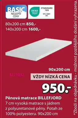 JYSK Pěnová matrace BILLEFJORD nabídka