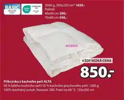 JYSK Přikrývka z kachního peří ALTA nabídka