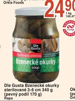 Coop hb Dle Gusta Bzenecké okurky sterilované 3-6 cm nabídka