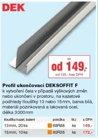 DEK Profil ukončovací DEKSOFFIT F nabídka