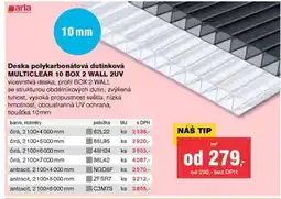DEK Deska polykarbonátová dutinková MULTICLEAR 10 BOX 2 WALL 2UV nabídka