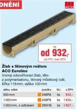 DEK Žlab s litinovým roštem ACO Euroline nabídka