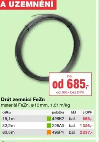 DEK Drát zemnicí FeZn nabídka