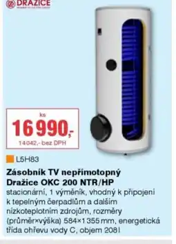 DEK Zásobník TV nepřímotopný Dražice OKC 200 NTR/HP nabídka