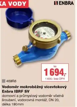 DEK Vodoměr mokroběžný vícevtokový Enbra IBRF SV nabídka