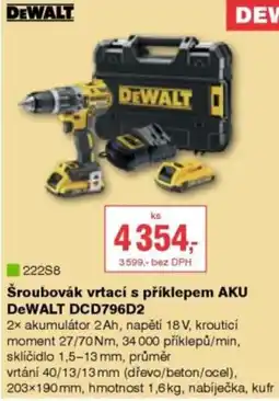 DEK Šroubovák vrtací s příklepem AKU DEWALT DCD796D2 nabídka