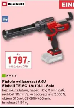 DEK Pistole vytlačovací AKU Einhell TE-SG 18/10 Li - Solo nabídka