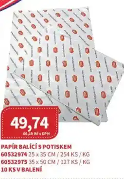 Kubík potraviny Papír balící s potiskem nabídka