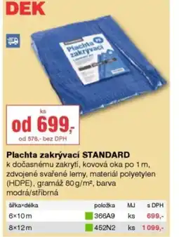 DEK Plachta zakrývací STANDARD nabídka