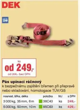 DEK Pás upínací ráčnový nabídka