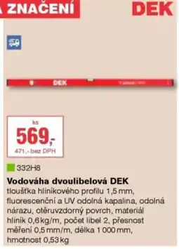 DEK Vodováha dvoulibelová DEK nabídka