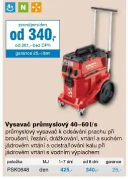DEK Vysavač průmyslový 40-60 l/s nabídka