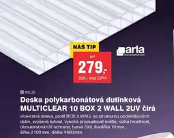 DEK Deska polykarbonátová dutinková MULTICLEAR 10 BOX 2 WALL 2UV čirá nabídka