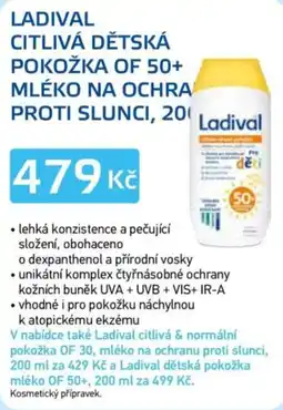 Lékárna AGEL Ladival Citlivá dětská pokožka of 50+ mléko na ochra proti slunci nabídka