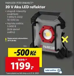 Lidl PARKSIDE PERFORMANCE 20 V Aku LED reflektor nabídka