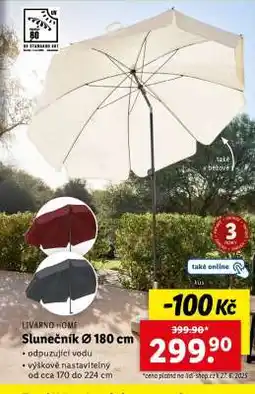 Lidl LIVARNO HOME Slunečník Ø 180 cm nabídka