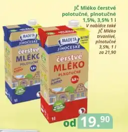 Potraviny CZ Jč Mléko čerstvé polotučné, plnotučné 1,5%, 3,5% nabídka