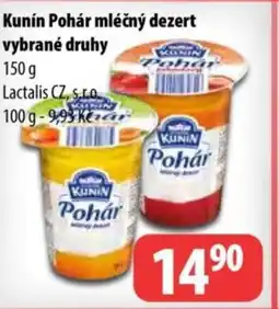 Partner Maloobchodní síť Kunín Pohár mléčný dezert vybrané druhy nabídka