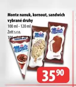 Partner Maloobchodní síť Monte nanuk, kornout, sandwich nabídka