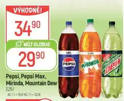 Globus Pepsi, Pepsi Max, Mirinda, Mountain Dew nabídka