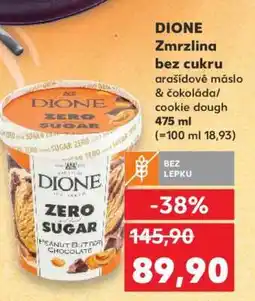 Kaufland DIONE Zmrzlina bez cukru arašídové máslo & čokoláda/cookie dough nabídka