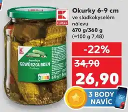 Kaufland Okurky 6-9 cm ve sladkokyselém nálevu nabídka