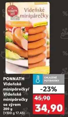Kaufland PONNATH Vídeňské minipárečky/ Vídeňské minipárečky se sýrem nabídka