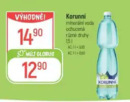 Globus KORUNNÍ Minerální voda ochucená nabídka